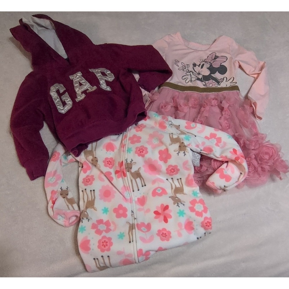 Disney‎ Carter's Baby Gap Bundle Toddler Girl 3T Pink Magenta Excellent 3pc Set